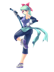 Size: 922x1229 | Tagged: safe, artist:yatonokami, flitter, human, g4, alternative cutie mark placement, clothes, commission, cutie mark, female, flail, humanized, sanjiegun, simple background, solo, three-section staff, transparent background, weapon, yoga pants