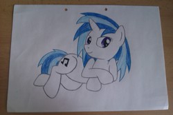 Size: 2592x1728 | Tagged: safe, artist:twilight bloom, dj pon-3, vinyl scratch, g4, female, pencil drawing, photo, solo, traditional art