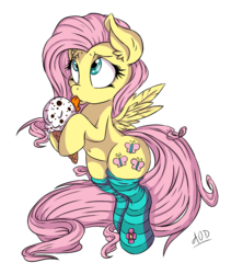 Size: 800x949 | Tagged: dead source, safe, artist:a-purple-pony, artist:dfectivedvice, fluttershy, pegasus, pony, g4, clothes, colored, female, ice cream, licking, mare, simple background, socks, solo, striped socks, tongue out, transparent background