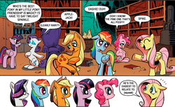 Size: 800x490 | Tagged: safe, idw, applejack, fluttershy, pinkie pie, rainbow dash, rarity, twilight sparkle, alicorn, pony, friendship is magic #17, g4, my little pony: friendship is magic (idw), spoiler:comic, best pony, exploitable meme, female, male, mane 6 interests, mane six, mare, meme, straight, twilight sparkle (alicorn)