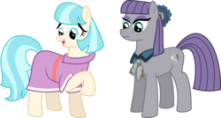 Size: 8894x4777 | Tagged: safe, artist:0nautile18e26, coco pommel, maud pie, earth pony, pony, g4, maud pie (episode), absurd resolution, clothes, clothes swap, duo, duo female, female, mare, simple background, transparent background, wrong cutie mark