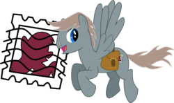 Size: 956x571 | Tagged: safe, artist:ruinedomega, oc, oc:post haste, mailpony, male, ponyscape, solo, stamp, vector