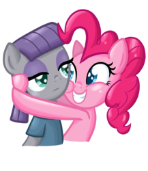 Size: 1872x2160 | Tagged: safe, artist:thecheeseburger, maud pie, pinkie pie, g4, maud pie (episode), duo, hug, squishy cheeks