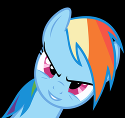 Size: 638x601 | Tagged: safe, rainbow dash, g4, evil grin, female, inverted mouth, solo