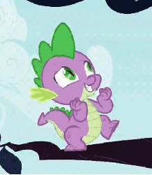 Size: 400x457 | Tagged: safe, screencap, spike, dragon, g4, it ain't easy being breezies, animated, baby, baby dragon, bouncing, cute, excited, gif, grin, leaf, male, smiling, solo, spikabetes, tree, tree branch