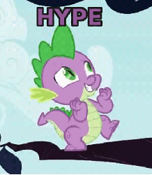 Size: 400x457 | Tagged: safe, screencap, spike, dragon, g4, it ain't easy being breezies, animated, hype, image macro, male, meme, reaction image, solo