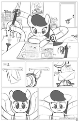 Size: 962x1474 | Tagged: safe, artist:amaraburrger, octavia melody, g4, comic, crossover, doctor octavia, doctor octopus, male, monochrome, sonata du octave, spider-man