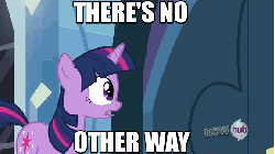 Size: 576x324 | Tagged: safe, screencap, rarity, twilight sparkle, g4, games ponies play, season 3, animated, door, female, hub logo, insulting rarity, meme, meme origin, there's no other way