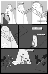 Size: 962x1474 | Tagged: safe, artist:amaraburrger, dj pon-3, vinyl scratch, g4, comic, crossover, cyclops (marvel), monochrome, sonata du octave, vyclops, x-men