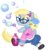 Size: 1000x1000 | Tagged: safe, artist:pixelkitties, derpy hooves, pegasus, pony, g4, 50's fashion, 50s, alternate hairstyle, blowing bubbles, bubble, clothes, female, hairclip, mare, ponytail, simple background, solo, transparent background
