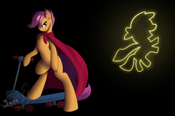 Size: 2250x1500 | Tagged: safe, artist:silverfox057, scootaloo, g4, belly button, female, scooter, solo