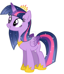 Size: 1600x1836 | Tagged: safe, artist:luuandherdraws, twilight sparkle, alicorn, pony, g4, female, grin, hoof shoes, jewelry, mare, new crown, older, peytral, regalia, simple background, smiling, solo, sparkles, tiara, transparent background, twilight sparkle (alicorn), ultimate twilight, vector