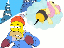 Size: 807x599 | Tagged: safe, edit, fluttershy, human, g4, it ain't easy being breezies, animal costume, animated, bee costume, butt, butt shake, clothes, costume, feels like i'm wearing nothing at all, female, flutterbee, homer simpson, male, meme, plot, stupid sexy flanders, stupid sexy fluttershy, the simpsons