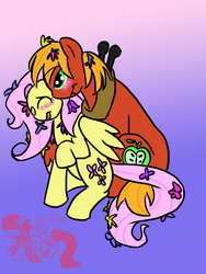 Size: 960x1280 | Tagged: safe, artist:cosmic-rust, big macintosh, fluttershy, earth pony, pony, g4, female, flower, hug, male, mare, ship:fluttermac, shipping, stallion, straight