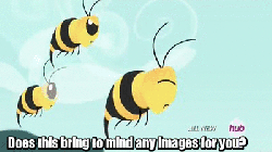 Size: 400x225 | Tagged: safe, edit, edited screencap, screencap, fluttershy, seabreeze, bee, g4, it ain't easy being breezies, all new, animal costume, animated, bee costume, butt, butt shake, caption, clothes, costume, female, flutterbee, hub logo, image macro, male, meme, plot