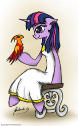 Size: 865x1399 | Tagged: safe, artist:guanacyrkiel, twilight sparkle, phoenix, g4, clothes, dress