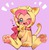 Size: 663x673 | Tagged: safe, artist:hotomura, pinkie pie, g4, bell, cat costume, clothes, costume, cute, diapinkes, female, japanese, kigurumi, one eye closed, open mouth, purple background, simple background, sitting, solo, wink