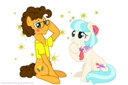 Size: 3000x2000 | Tagged: dead source, source needed, safe, artist:jaquelindreamz, cheese sandwich, coco pommel, earth pony, pony, g4, blushing, cheesecoco, crack shipping, female, glasses, male, shipping, simple background, straight, transparent background