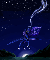 Size: 3000x3633 | Tagged: dead source, safe, artist:clrb, princess luna, g4, female, night, solo