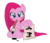 Size: 1600x1378 | Tagged: safe, artist:ikumokanata, pinkie pie, g4, brush, calligraphy, cute, cuteamena, diapinkes, female, japanese, kneeling, mouth hold, pinkamena diane pie, pixiv, sign, simple background, solo, transparent background, writing