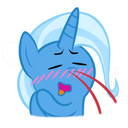 Size: 1300x1300 | Tagged: dead source, safe, artist:navitaserussirus, trixie, pony, unicorn, g4, blood, blushing, explosive nosebleed, eyes closed, female, mare, nosebleed, reaction image, simple background, solo, transparent background