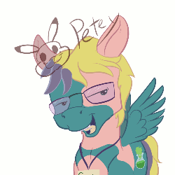 Size: 500x500 | Tagged: safe, artist:pikapetey, oc, oc only, oc:czairkolmoslink, animated, bedroom eyes, duckface, glasses, kissing, pastacon, solo, what the hell petey