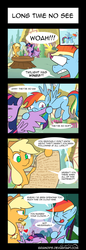 Size: 1152x3368 | Tagged: safe, artist:braindps, applejack, rainbow dash, twilight sparkle, alicorn, pony, g4, comic, drool, female, heart, mare, meta, twilight sparkle (alicorn)