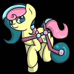 Size: 850x850 | Tagged: safe, artist:nimitea, artist:screwballthepirate, oc, oc only, oc:knitwise, earth pony, pony, black background, female, mare, simple background, solo, wheelchair