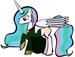 Size: 1024x785 | Tagged: safe, artist:keyannaklm, princess celestia, g4, batman, crossover, dc comics, female, ra's al ghul, solo