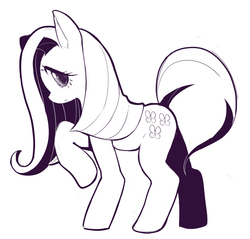 Size: 939x898 | Tagged: safe, artist:sho-n-d, fluttershy, g4, female, grayscale, monochrome, solo