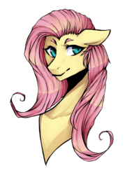 Size: 1000x1400 | Tagged: safe, artist:mscootaloo, fluttershy, g4, bust, female, portrait, simple background, solo