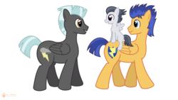 Size: 19200x10800 | Tagged: safe, artist:flashlighthouse, flash sentry, rumble, thunderlane, pegasus, pony, g4, absurd resolution, colt, cute, male, riding, simple background, stallion, vector, white background