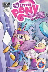 Size: 2063x3131 | Tagged: safe, artist:agnesgarbowska, idw, princess cadance, g4, cover, female, high res, issue 17, larry's comics, magic, solo, superhero
