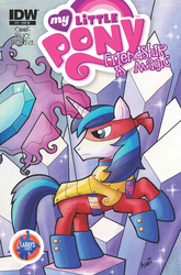 Size: 2063x3131 | Tagged: safe, artist:agnesgarbowska, idw, shining armor, g4, cover, high res, issue 17, larry's comics, magic, male, solo, superhero