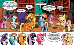 Size: 800x490 | Tagged: safe, idw, applejack, fluttershy, pinkie pie, rainbow dash, rarity, twilight sparkle, alicorn, earth pony, pegasus, pony, unicorn, g4, applejack's hat, cowboy hat, david bowie, exploitable meme, female, folded wings, hat, mane 6 interests, mane six, mare, meme, twilight sparkle (alicorn), wings