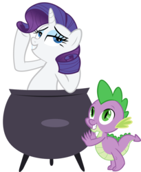 Size: 1357x1652 | Tagged: safe, hundreds of users filter this tag, rarity, spike, pony, unicorn, g4, cauldron, show accurate