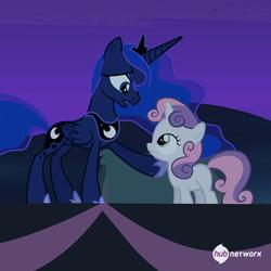 Size: 548x549 | Tagged: safe, screencap, princess luna, sweetie belle, for whom the sweetie belle toils, g4