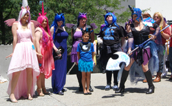 Size: 2684x1652 | Tagged: safe, nightmare moon, princess cadance, princess luna, twilight sparkle, human, g4, cosplay, irl, irl human, photo