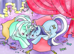 Size: 900x665 | Tagged: safe, artist:paranoiaagentothello, lyra heartstrings, minuette, pony, unicorn, g4, female, lesbian