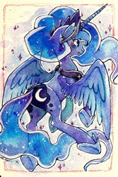 Size: 607x911 | Tagged: safe, artist:mi-eau, princess luna, alicorn, pony, g4, female, mare, solo, traditional art, watercolor painting