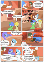 Size: 2728x3859 | Tagged: safe, artist:wonkysole, oc, oc only, oc:fross t, oc:gregorie tapia, oc:noctis, oc:peppermint crunch, oc:south lights, legends of equestria, /mlp/, 4chan, angry, comic, delusion, dialogue, gun, helmet, high res, kebab, ptsd, racism, sea shanty, sleeping, soldier, war, weapon