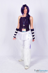 Size: 1275x1920 | Tagged: safe, artist:toshiyamioka, rarity, human, g4, clothes, convention, cosplay, fingerless gloves, gloves, irl, irl human, leg warmers, photo, solo, taiyou con, taiyou con 2012