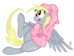 Size: 1391x1070 | Tagged: safe, artist:silver1kunai, derpy hooves, pegasus, pony, g4, clothes, cute, derpabetes, female, hoodie, mare, solo