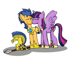 Size: 927x721 | Tagged: safe, artist:jrapcdaikari, flash sentry, twilight sparkle, alicorn, pegasus, pony, g4, crown, duo, female, helmet, kiss on the lips, kissing, male, mare, royal guard, ship:flashlight, shipping, simple background, spear, stallion, straight, transparent background, twilight sparkle (alicorn)