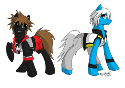 Size: 1807x1269 | Tagged: safe, artist:wuffycerulei, disney, kingdom hearts, ponified, riku, sora