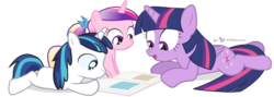 Size: 1050x375 | Tagged: safe, artist:dm29, princess cadance, shining armor, twilight sparkle, alicorn, pony, g4, age regression, colt, colt shining armor, cute, cutedance, female, filly, filly cadance, julian yeo is trying to murder us, male, mare, role reversal, shining adorable, simple background, transparent background, trio, twiabetes, twilight sparkle (alicorn), younger