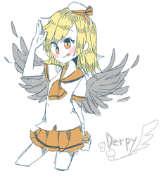 Size: 700x750 | Tagged: safe, artist:yozora, derpy hooves, human, g4, female, humanized, pixiv, solo, winged humanization