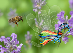 Size: 3300x2400 | Tagged: safe, artist:inya-spring, rainbow dash, bee, breezie, g4, breeziefied, high res, rainbow breez, species swap