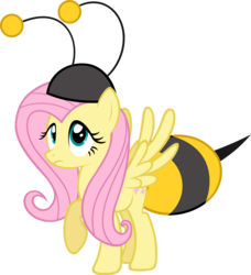 Size: 1591x1743 | Tagged: safe, artist:zacatron94, fluttershy, g4, animal costume, bee costume, clothes, costume, female, flutterbee, frown, raised hoof, simple background, solo, spread wings, transparent background, vector
