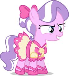 Size: 851x938 | Tagged: safe, artist:shahnazaga7, diamond tiara, earth pony, pony, flight to the finish, g4, bow, clothes, cute, diamondbetes, dress, female, simple background, solo, transparent background, vector